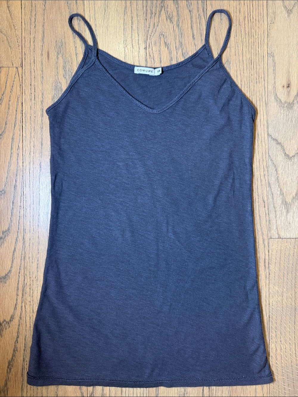 Comune Women’s Charcoal Gray Spaghetti Strap V-Neck Tank Top Size X-Small